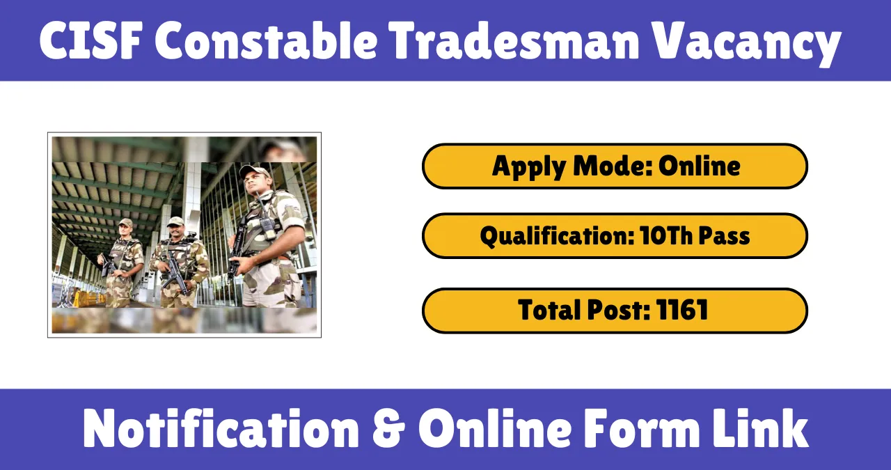 CISF Constable Tradesman Vacancy 2025