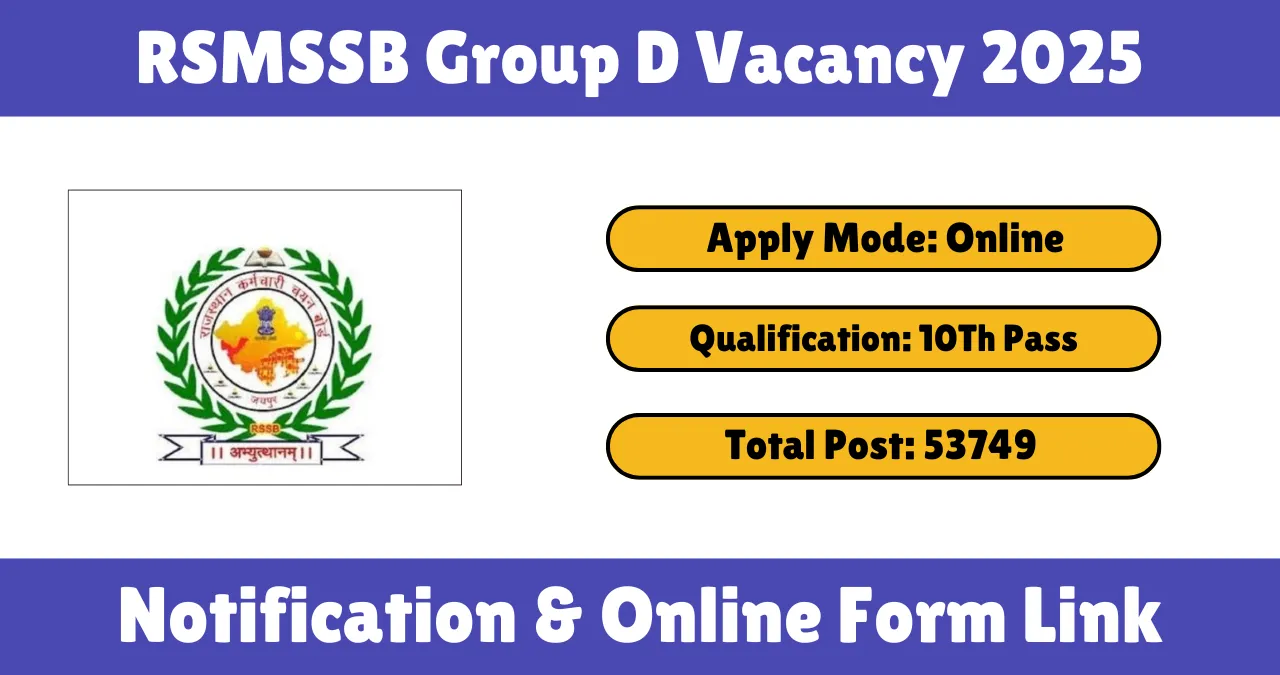 RSMSSB Group D Vacancy 2025