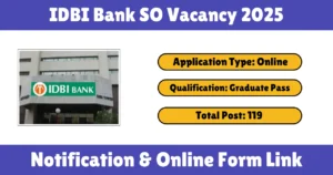 IDBI Bank SO Vacancy 2025