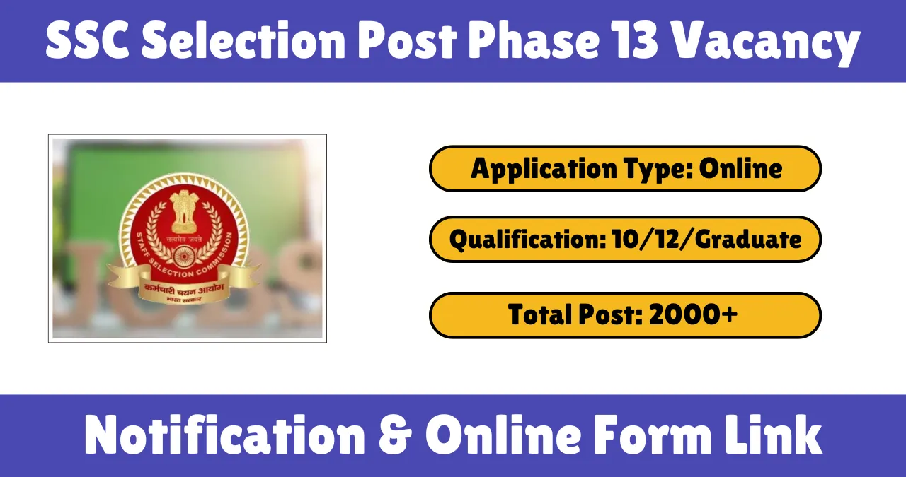 SSC Selection Post Phase 13 Vacancy 2025