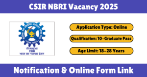 CSIR NBRI Vacancy 2025