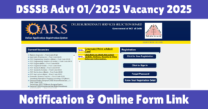 DSSSB Advt 01/2025 Vacancy 2025