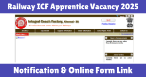 Railway ICF Apprentice Vacancy 2025