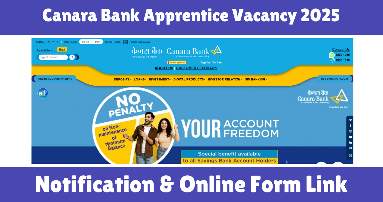 Canara Bank Apprentice Vacancy 2025