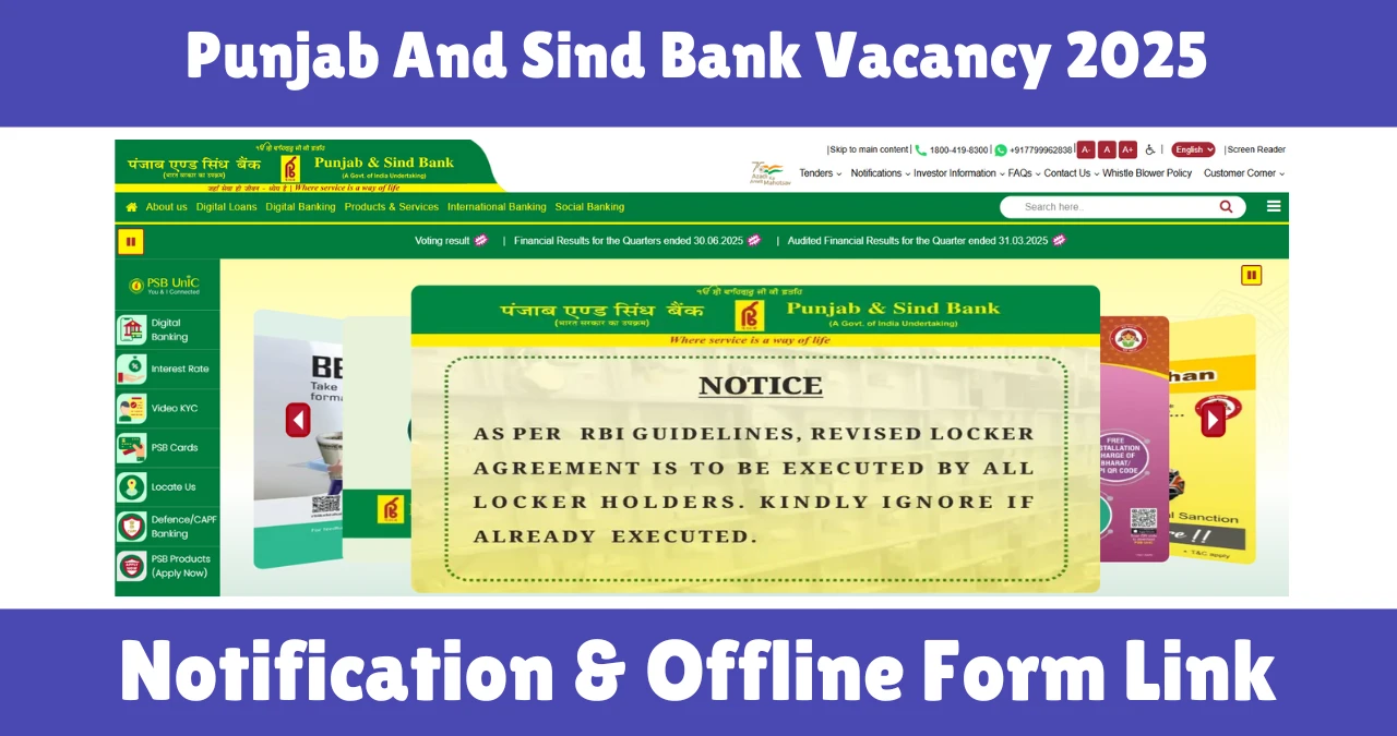 Punjab And Sind Bank Vacancy 2025