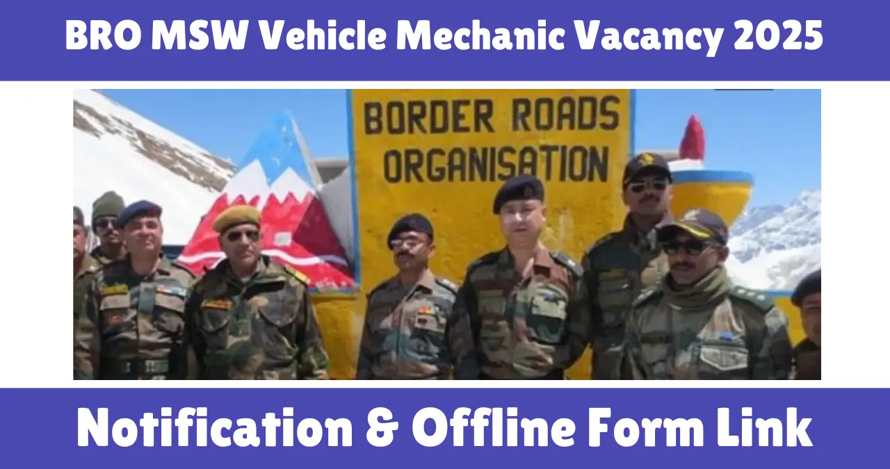 BRO MSW Vehicle Mechanic Vacancy 2025