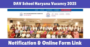 DAV School Haryana Vacancy 2025