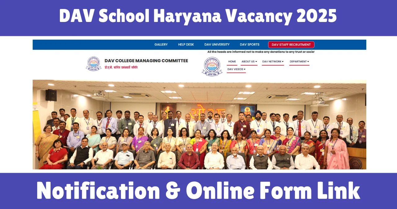 DAV School Haryana Vacancy 2025