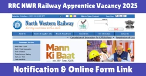 RRC NWR Railway Apprentice Vacancy 2025