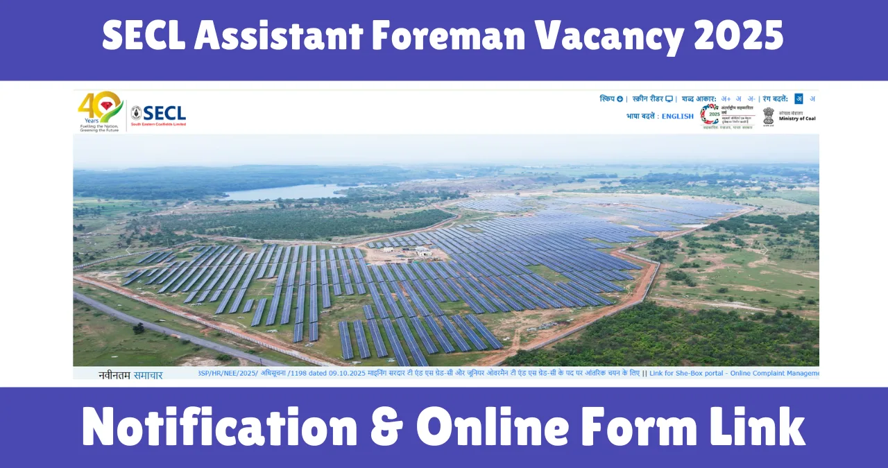 SECL Assistant Foreman Vacancy 2025