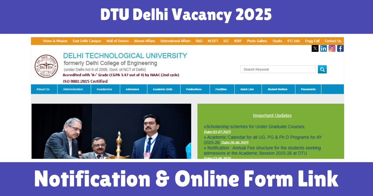 DTU Delhi Vacancy 2025