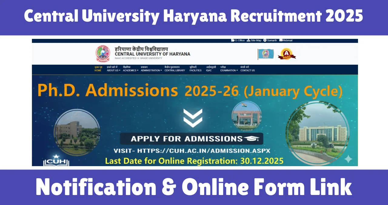 Central University Haryana Recruitment 2025